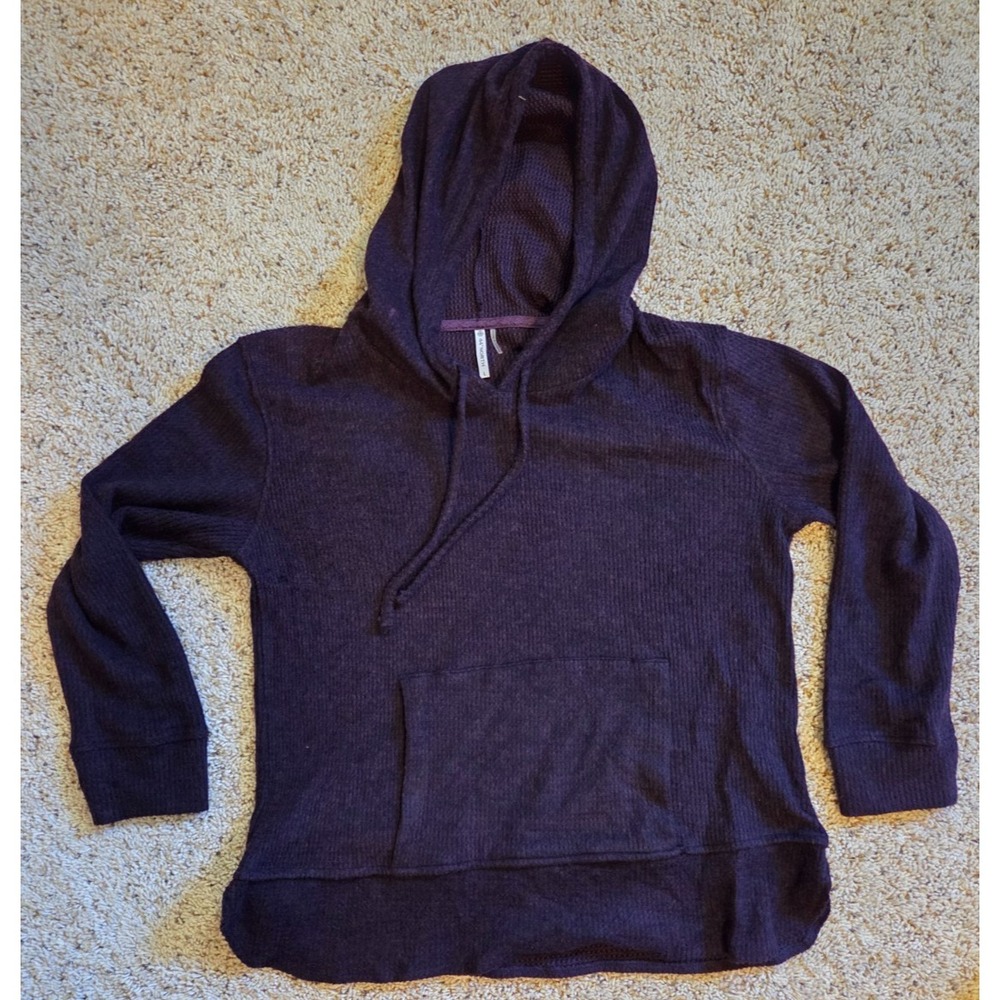 44 Degrees North Women's Large Deep Purple Soft Waffle Knit Long Sleeve Hoodie - Picture 1 of 4